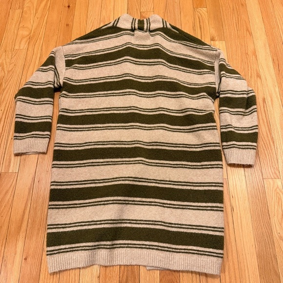 Knox Rose Women's Size Large Long Sleeve Open Front Cardigan Olive Striped - Picture 7 of 9